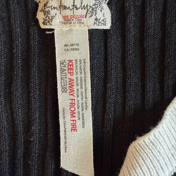 Free People Black Textured Knit Romper with White Trim - Picture 7 of 13